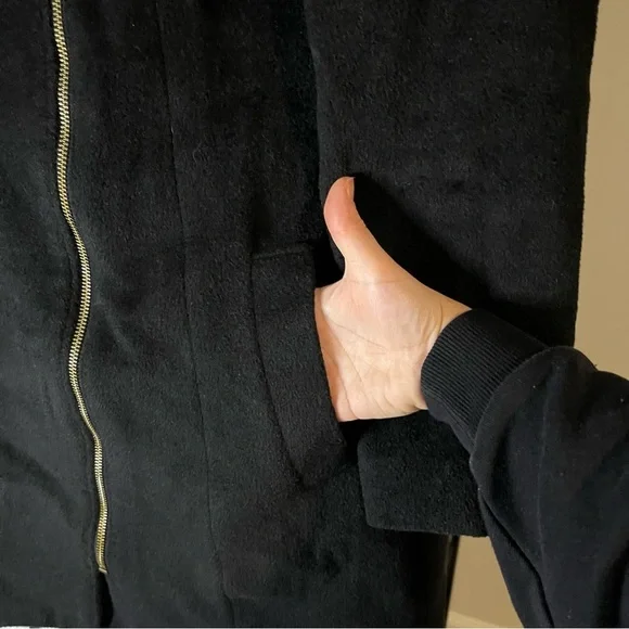 Cole Haan Black Asymmetrical Signature Wool Blend Jacket Size 6 - Picture 4 of 5